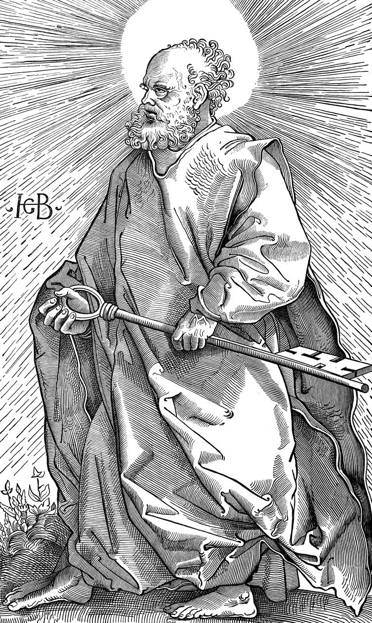 St. Peter mit seinem Symbol eines Schlüssels, ca. 1490-1550 von Hans Baldung