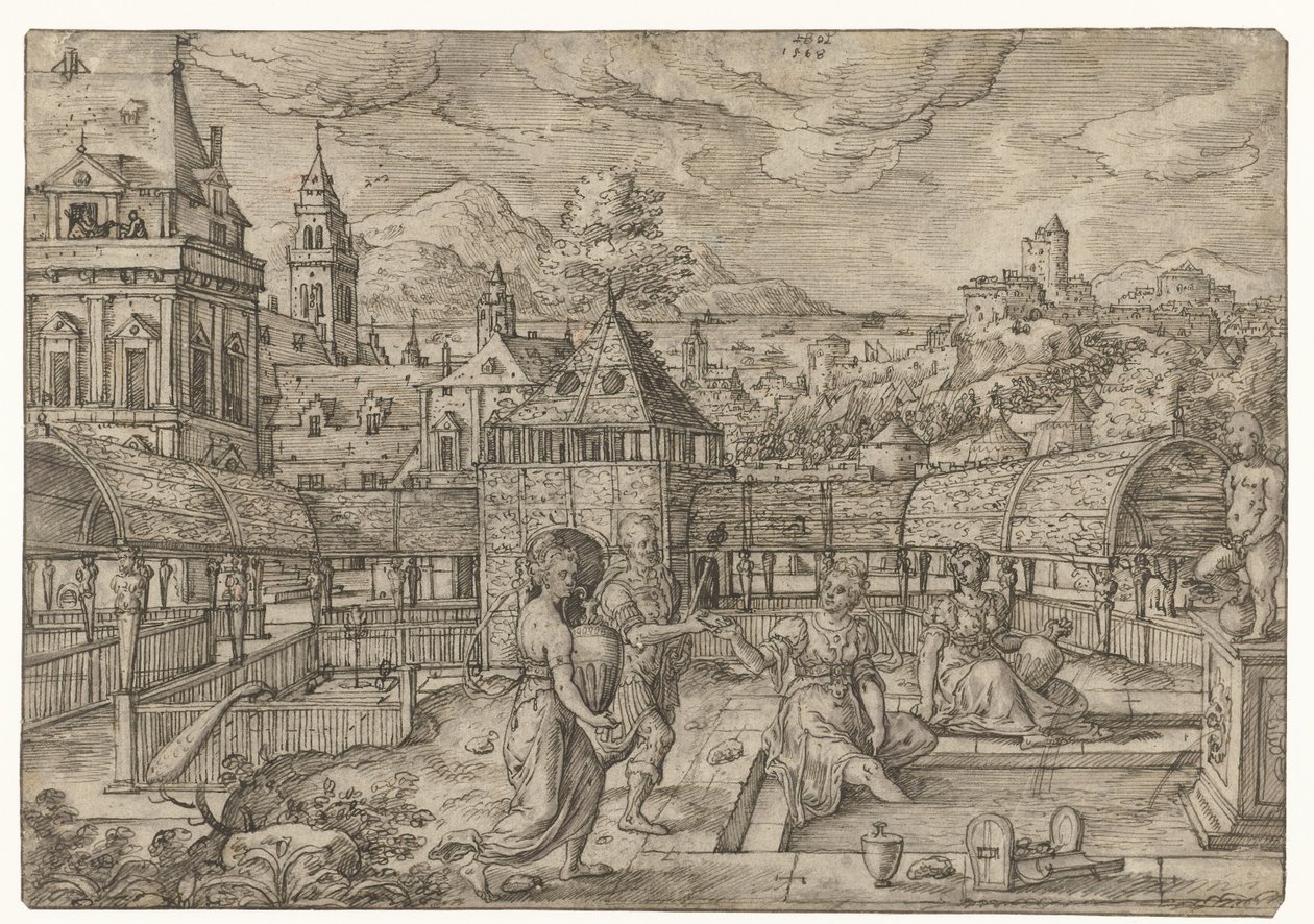 Bathseba erhält die Nachricht von Uria (Das Leben von David) von Hans Bol