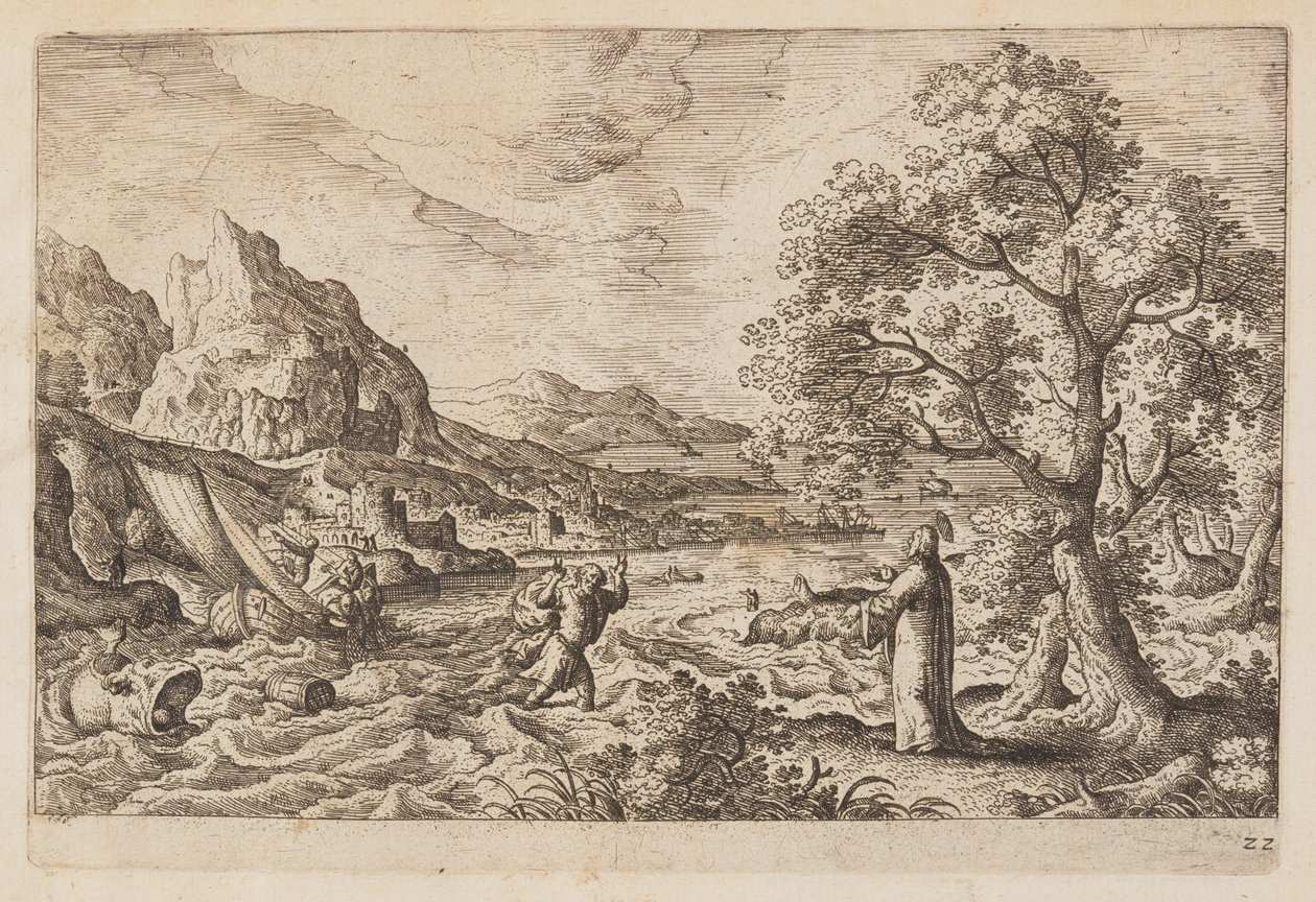 Tafel 22, aus Landschaften mit Szenen aus dem Alten und Neuen Testament und Ovids Metamorphosen von Hans Bol