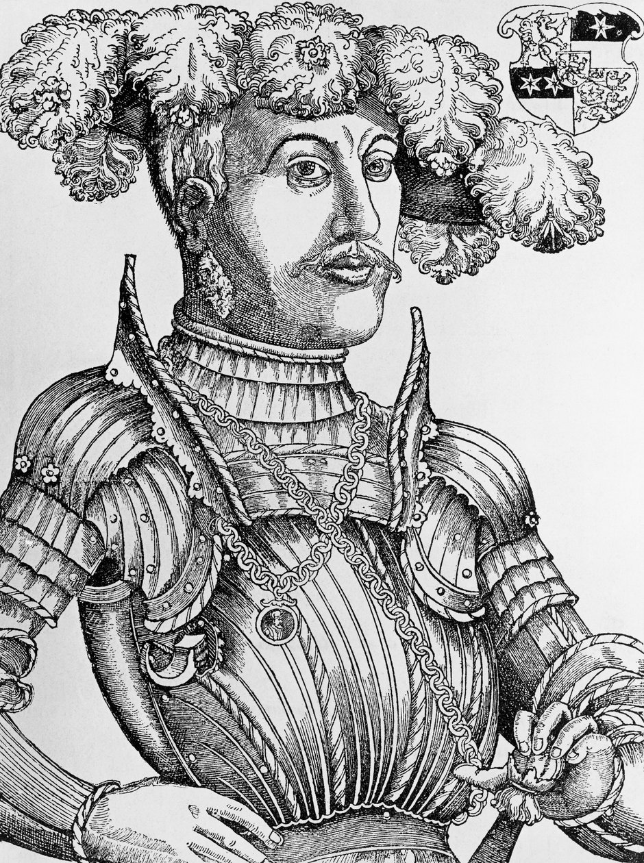 Porträt von Philipp I., Landgraf von Hessen, genannt der Großmütige (1504-1567), Gravur von Hans Brosamer (1495-1554) von Hans Brosamer