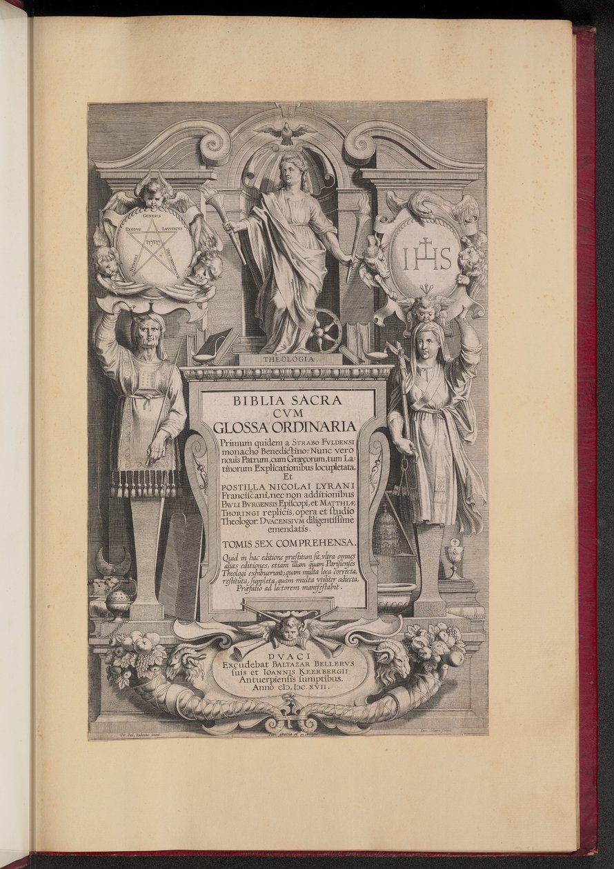 Titelseite für Biblia Sacra Cvm Glossa Ordinaria von Hans Collaert the Younger after Sir Peter Paul Rubens