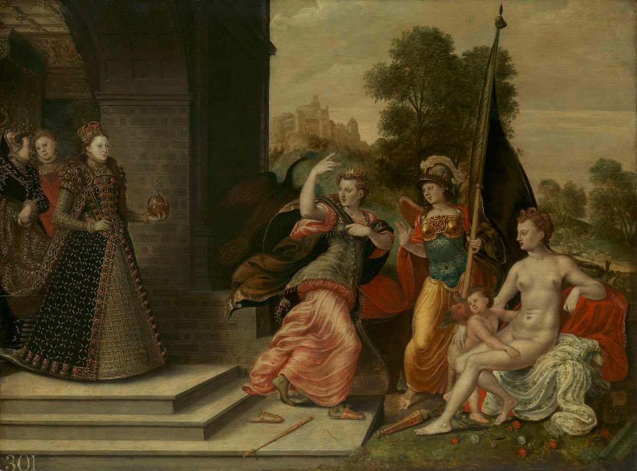 Elisabeth I. und die drei Göttinnen von Hans Eworth