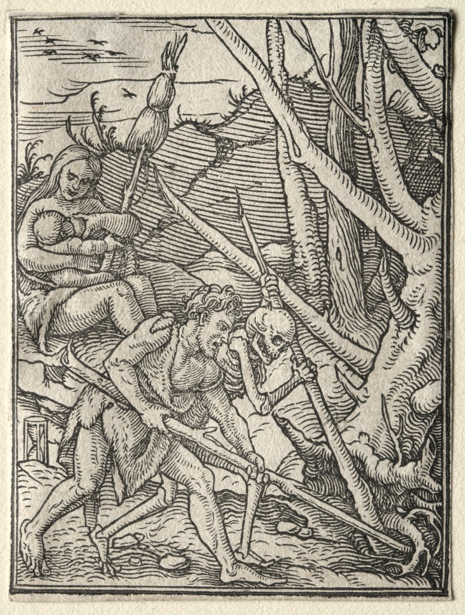 Der Totentanz: Adam pflügt die Erde von Hans Holbein