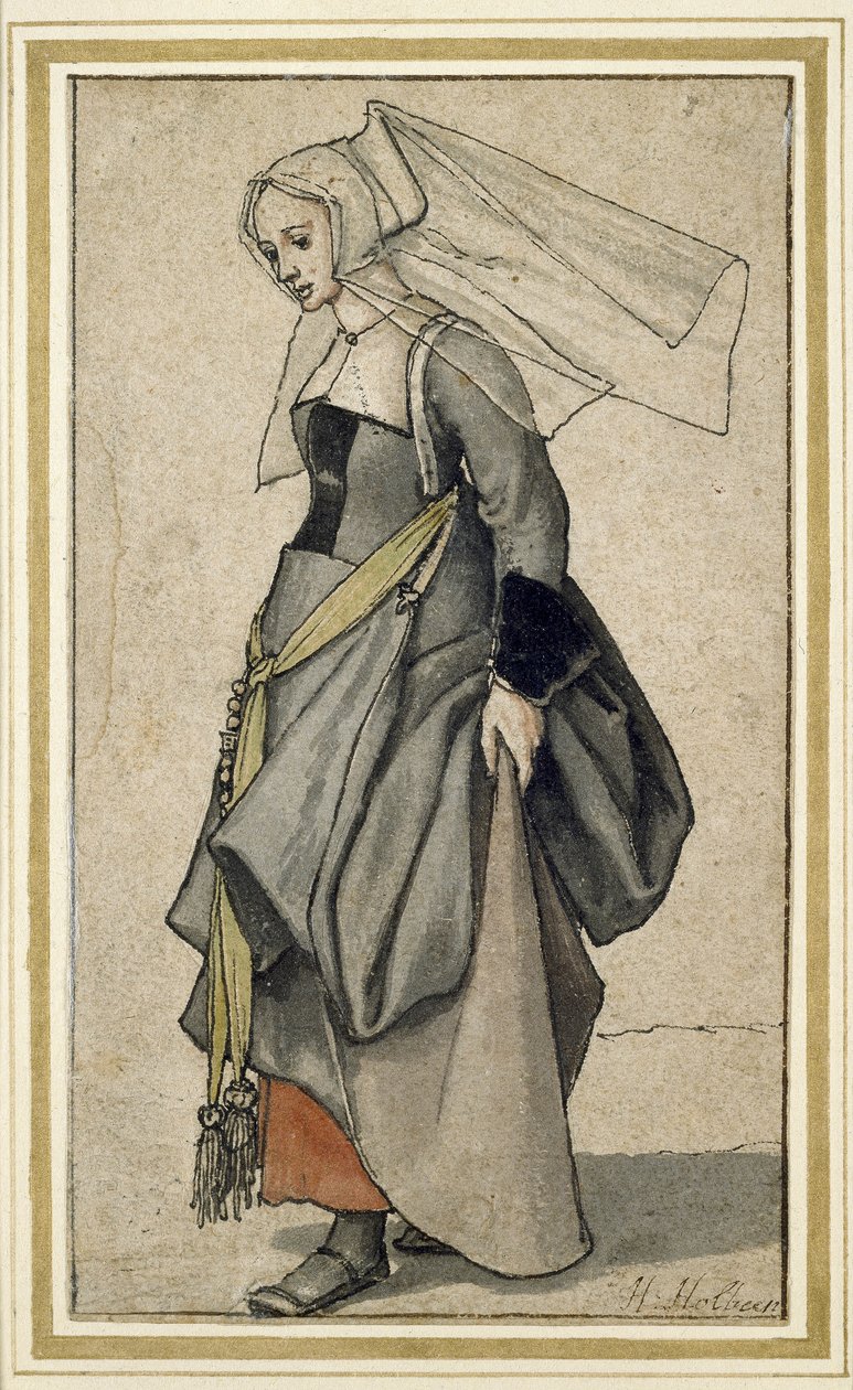 Eine junge englische Frau, 16. Jahrhundert (Feder und Tinte und Aquarell auf Papier) von Hans Holbein der Jüngere
