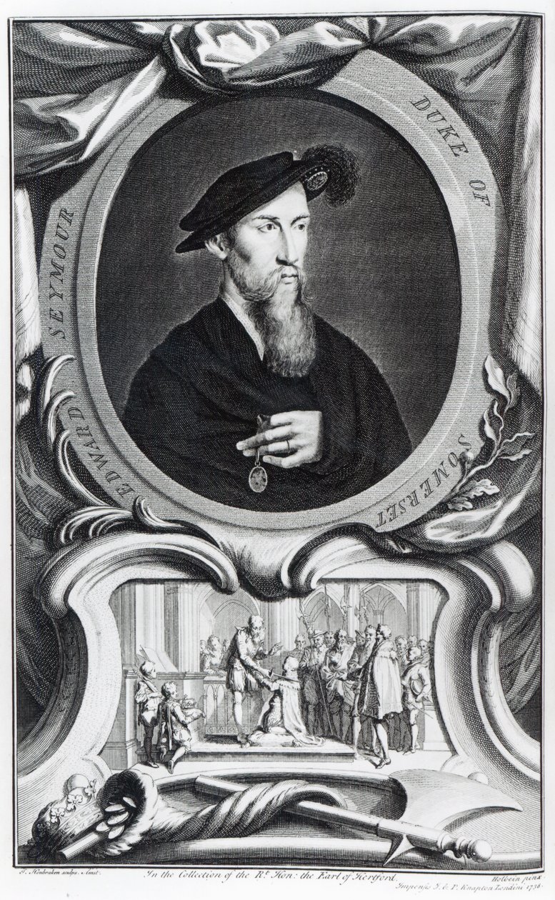 Edward Seymour, 1. Herzog von Somerset, graviert von Jacobus Houbraken, 1738 von Hans Holbein der Jüngere