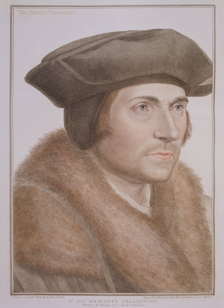Thomas More, Lordkanzler (1478-1535) graviert von Francesco Bartolozzi (1727-1815) von Hans Holbein der Jüngere