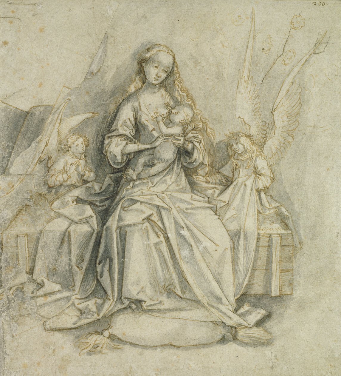 Madonna mit Kind (Feder und braune Tinte mit Bleistift auf Papier) von Hans Holbein the Elder