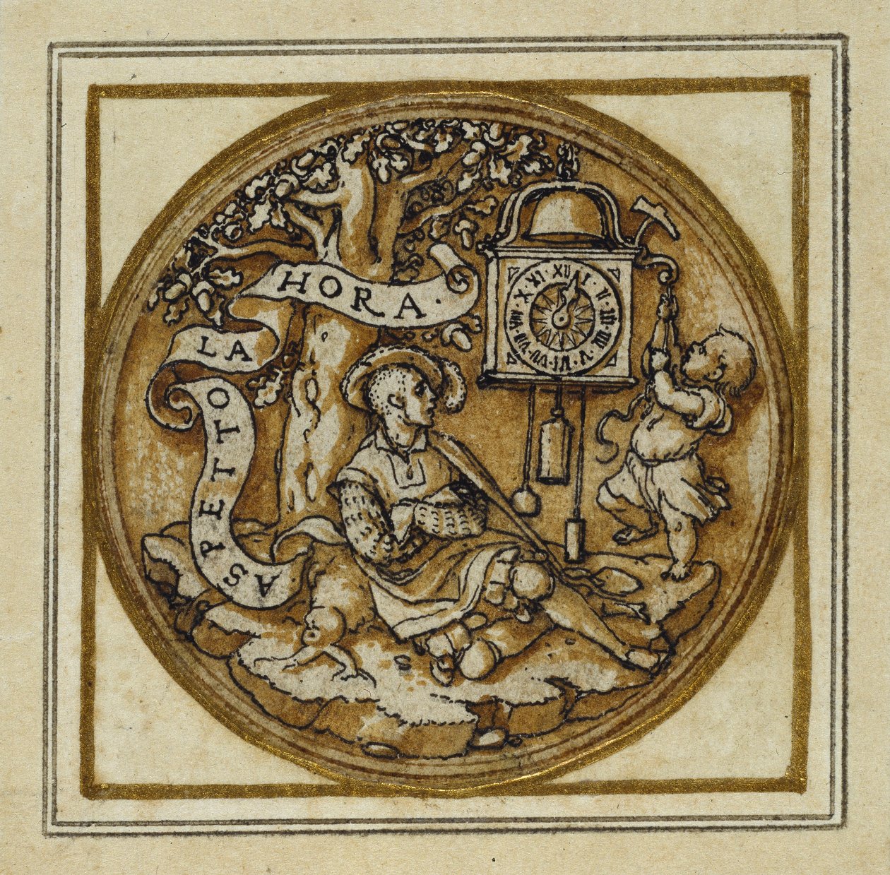 Allegorie der Zeit - Entwurf für ein Anhänger oder Hutabzeichen, ca. 1532-43 von Hans Holbein der Jüngere