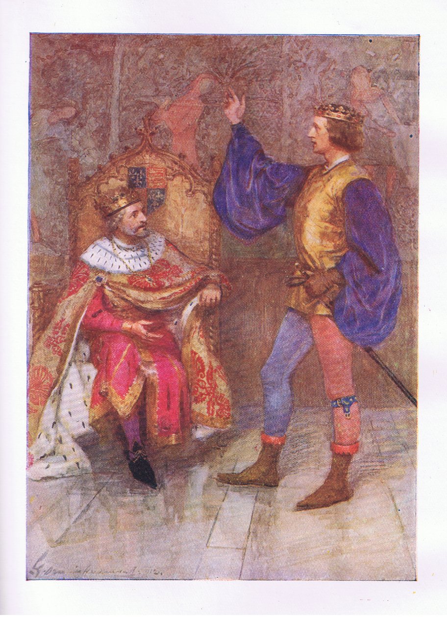 Und ich werde hunderttausend Tode sterben, bevor ich das kleinste Stück dieses Gelübdes breche (König Heinrich IV), aus Die vollständigen Werke von Shakespeare, veröffentlicht von George Harrap & Co Ltd, 1920er Jahre von Hans Holbein der Jüngere
