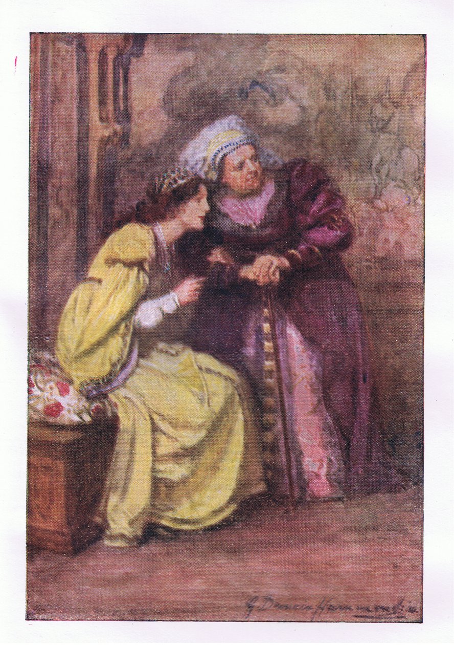 Komm her, Krankenschwester. Wer ist jener Herr? (Romeo und Julia), aus Die vollständigen Werke von Shakespeare, veröffentlicht von George Harrap & Co Ltd, 1920er Jahre von Hans Holbein der Jüngere
