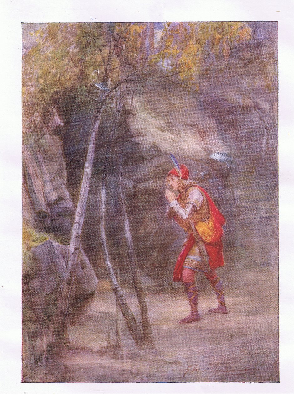 Nein! Wer ist hier? Wenn irgendetwas höflich ist, sprich (Cymbeline), aus The Complete Works of Shakespeare veröffentlicht von George Harrap & Co Ltd, 1920er Jahre von Hans Holbein der Jüngere