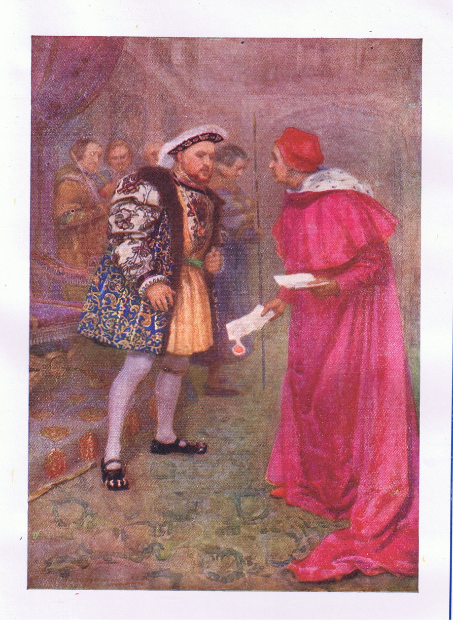Lies das? und dann zum Frühstück mit welchem Appetit du hast (König Heinrich VIII), aus Die vollständigen Werke von Shakespeare, veröffentlicht von George Harrap & Co Ltd, 1920er Jahre von Hans Holbein der Jüngere
