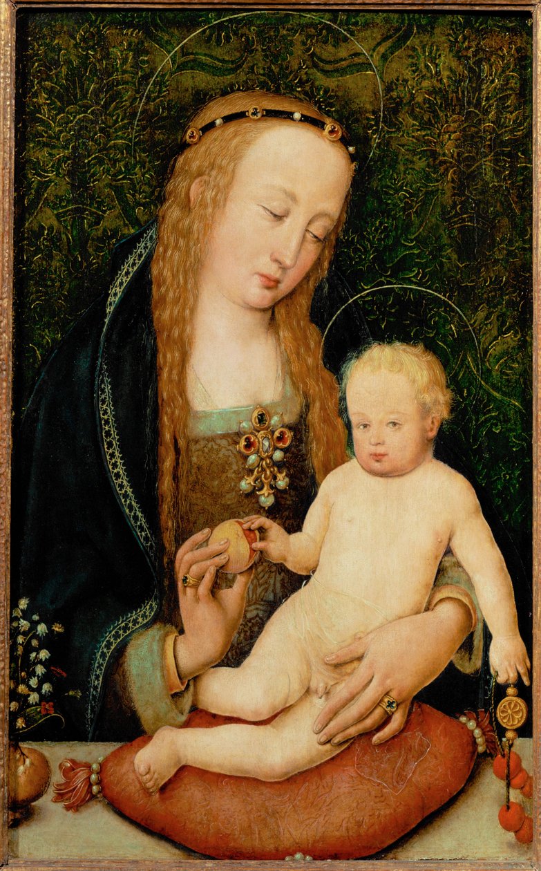 Die Heilige Maria reicht dem Kind einen Granatapfel von Hans Holbein the Younger