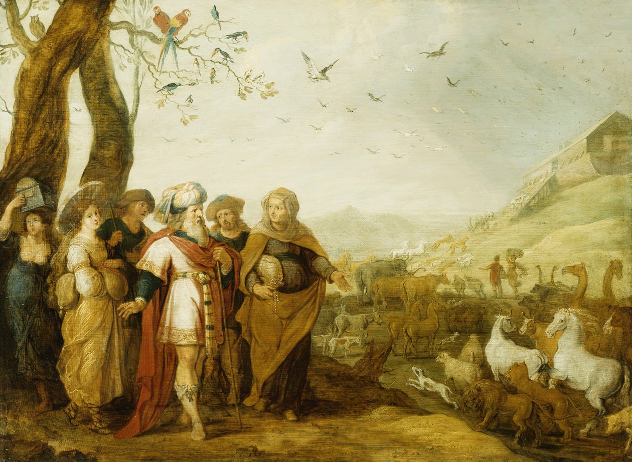 Noah und seine Familie vor dem Einsteigen in die Arche von Hans III Jordaens