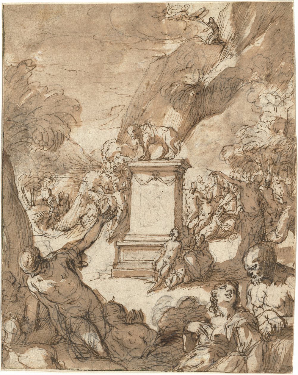 Die Anbetung des Goldenen Kalbs von Hans I or Johann Rottenhammer