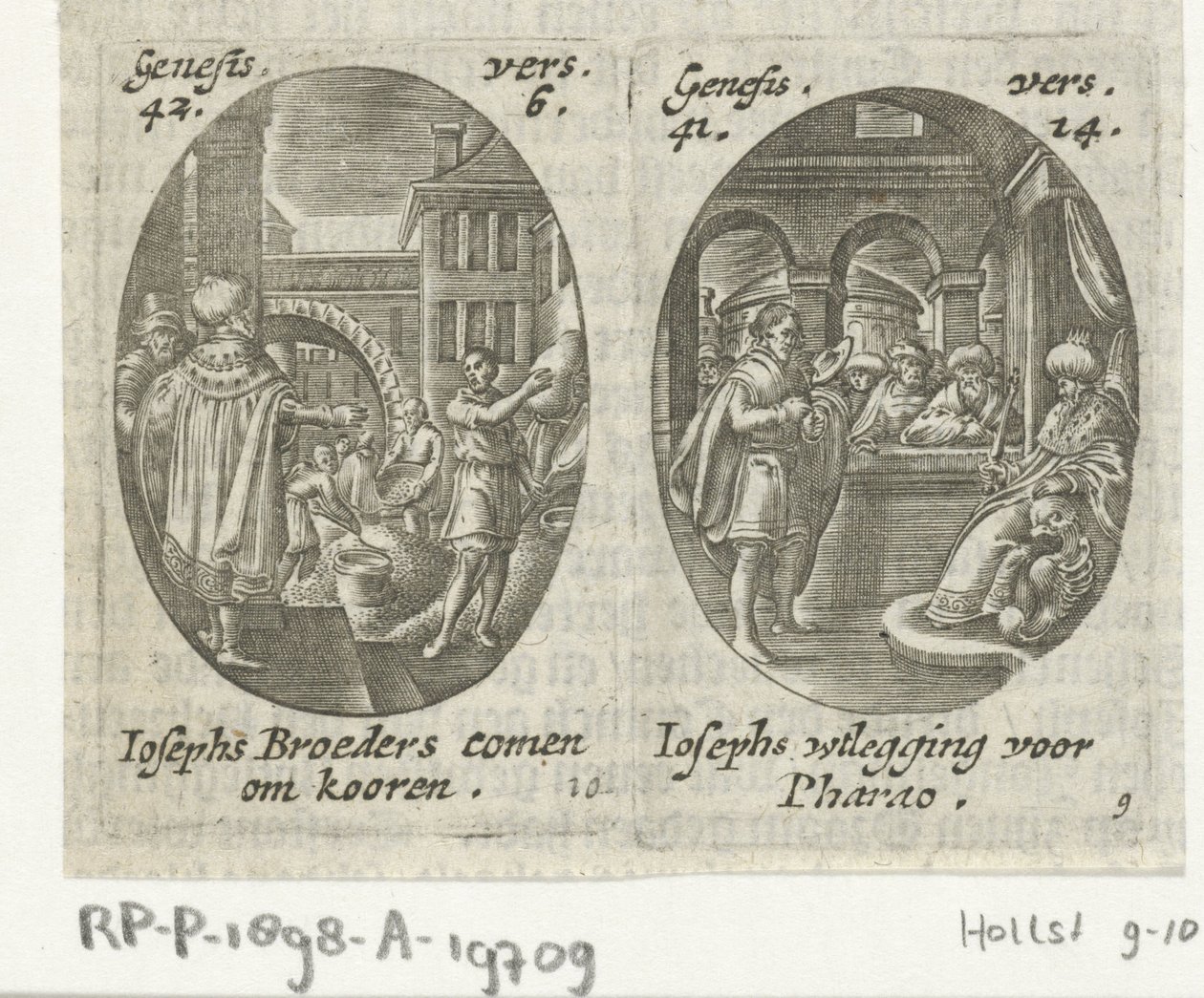 Joseph verkauft Korn an seine Brüder / Joseph deutet den Traum des Pharao von Hans Janssen