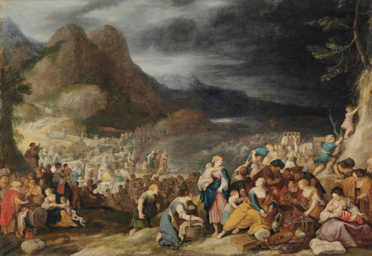 Der Durchzug durch das Rote Meer, die Armee des Pharaos ertrinkt in den Wellen von Hans Jordaens III