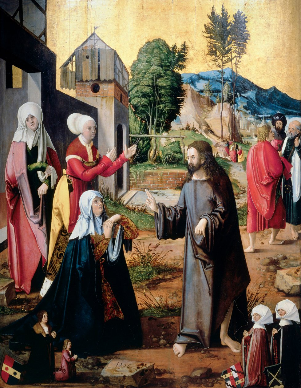 Christus nimmt Abschied von seiner Mutter, mit vier Stiftern von Hans Leonard (attr. to) Schaufelein