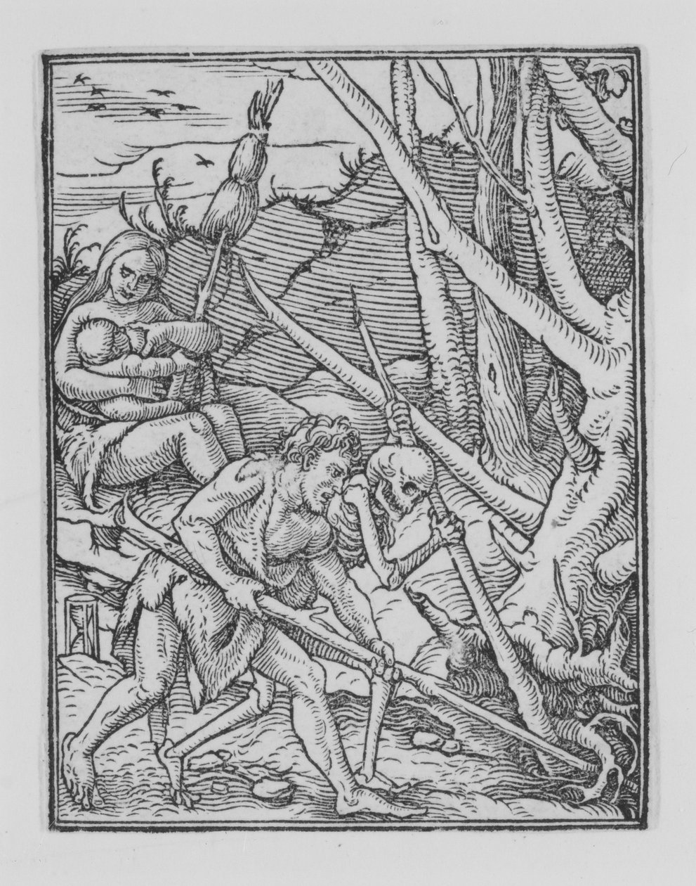 Adam gräbt, aus Der Totentanz (ca. 1526, veröffentlicht 1538) von Hans Lützelburger