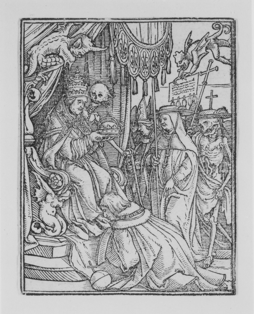 Der Papst, aus Der Totentanz, ca. 1526, veröffentlicht 1538 von Hans Lützelburger