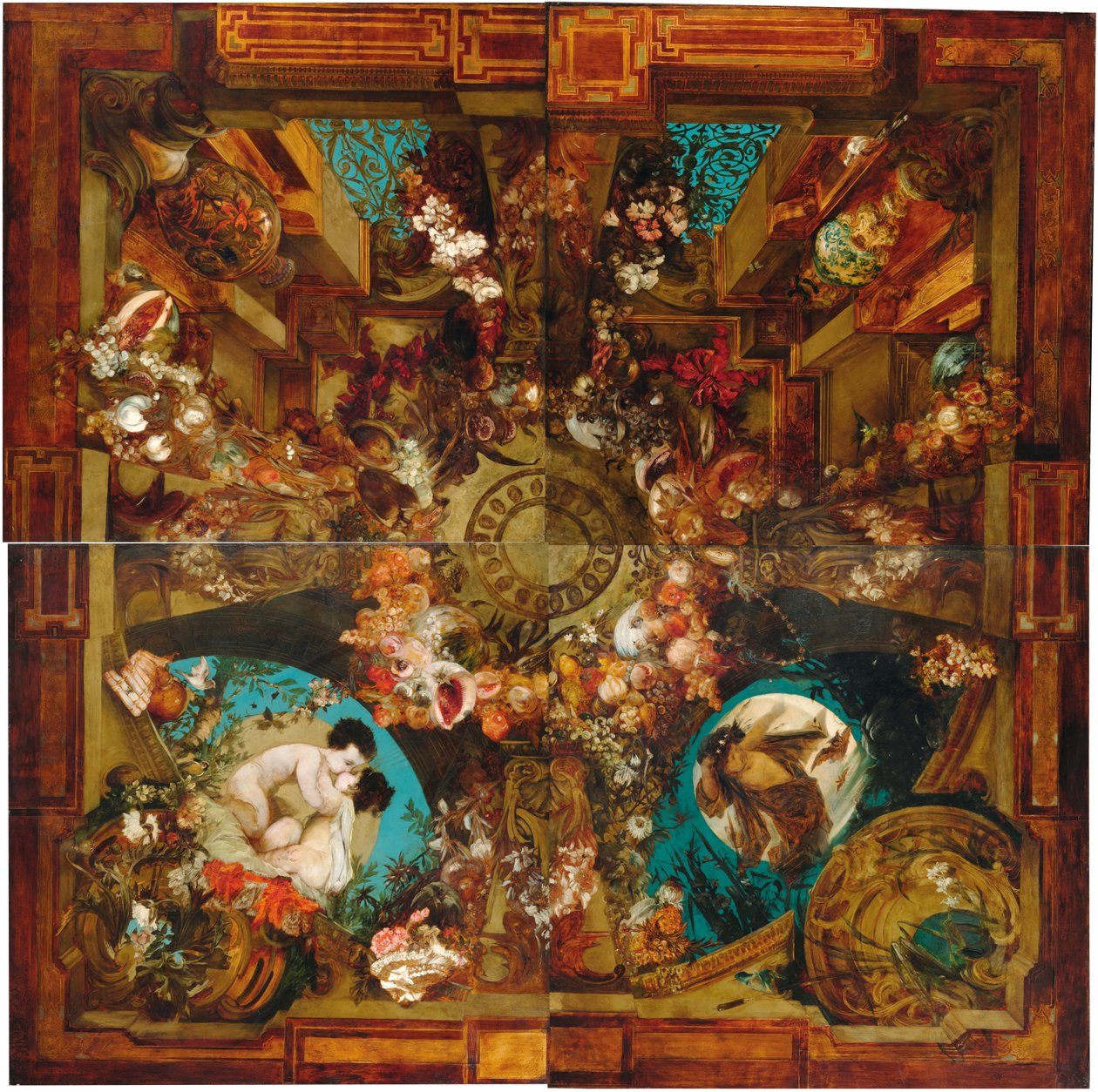 Nacht und Morgen, Deckenmalerei in vier Teilen von Hans Makart