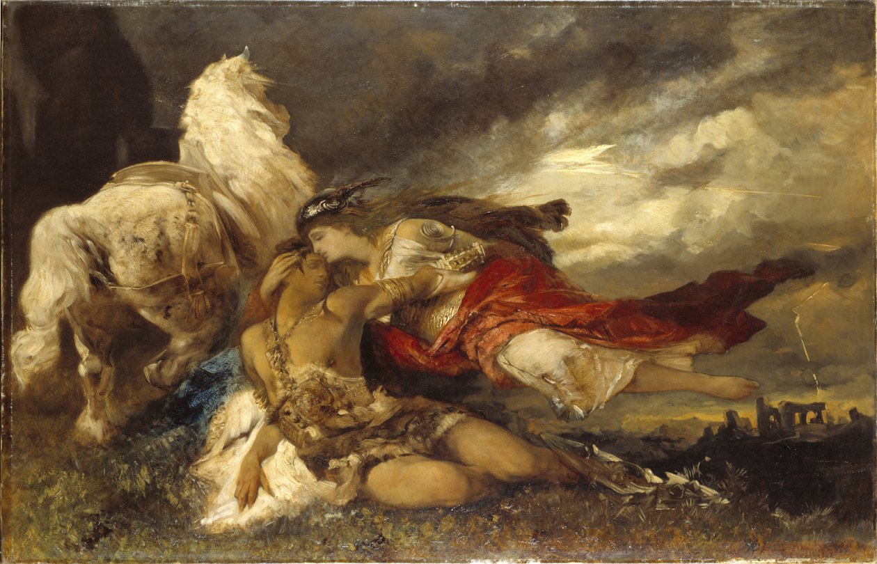 Walküre und ein sterbender Held von Hans Makart