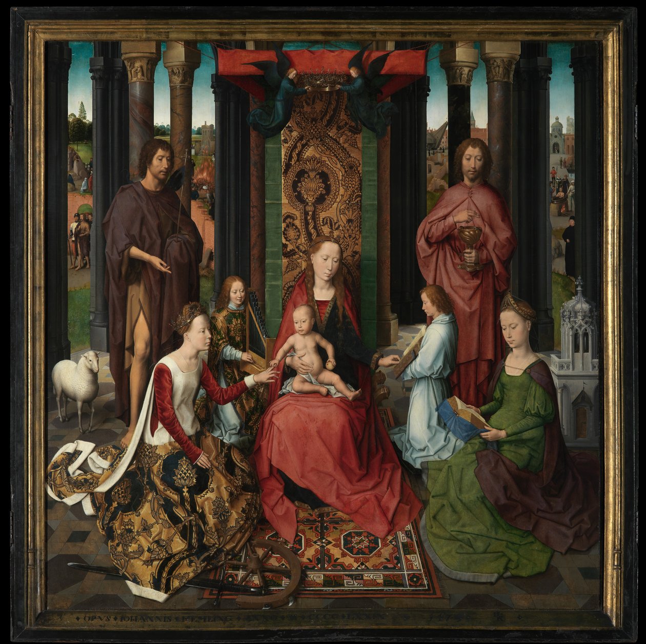 Zentrales Panel des Triptychons von Johannes dem Täufer und Johannes dem Evangelisten von Hans Memling