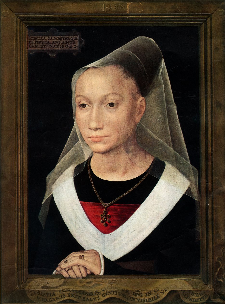 Porträt von Marie, Tochter von Willem Moreel, 1480 von Hans Memling