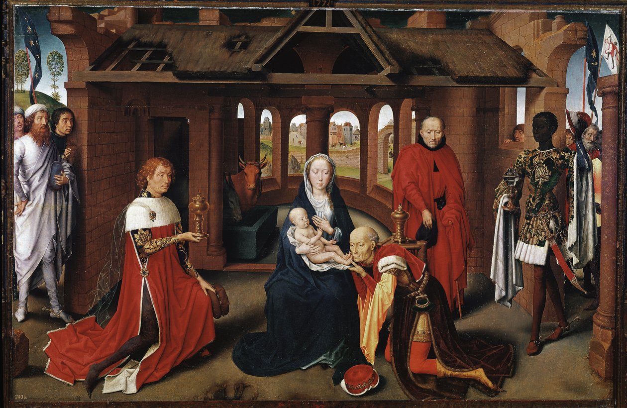 Die Heiligen Drei Könige als Karl der Kühne und Philipp der Gute von Hans Memling