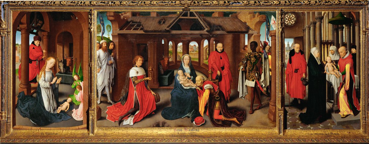 Triptychon: Geburt Christi - Die Anbetung der Könige von Hans Memling