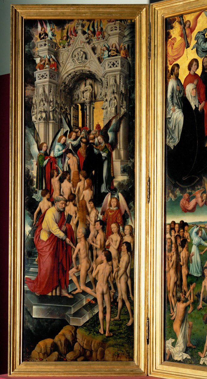 Triptychon mit dem Jüngsten Gericht, linkes Panel: Empfang der Gerechten im Himmel von Hans Memling