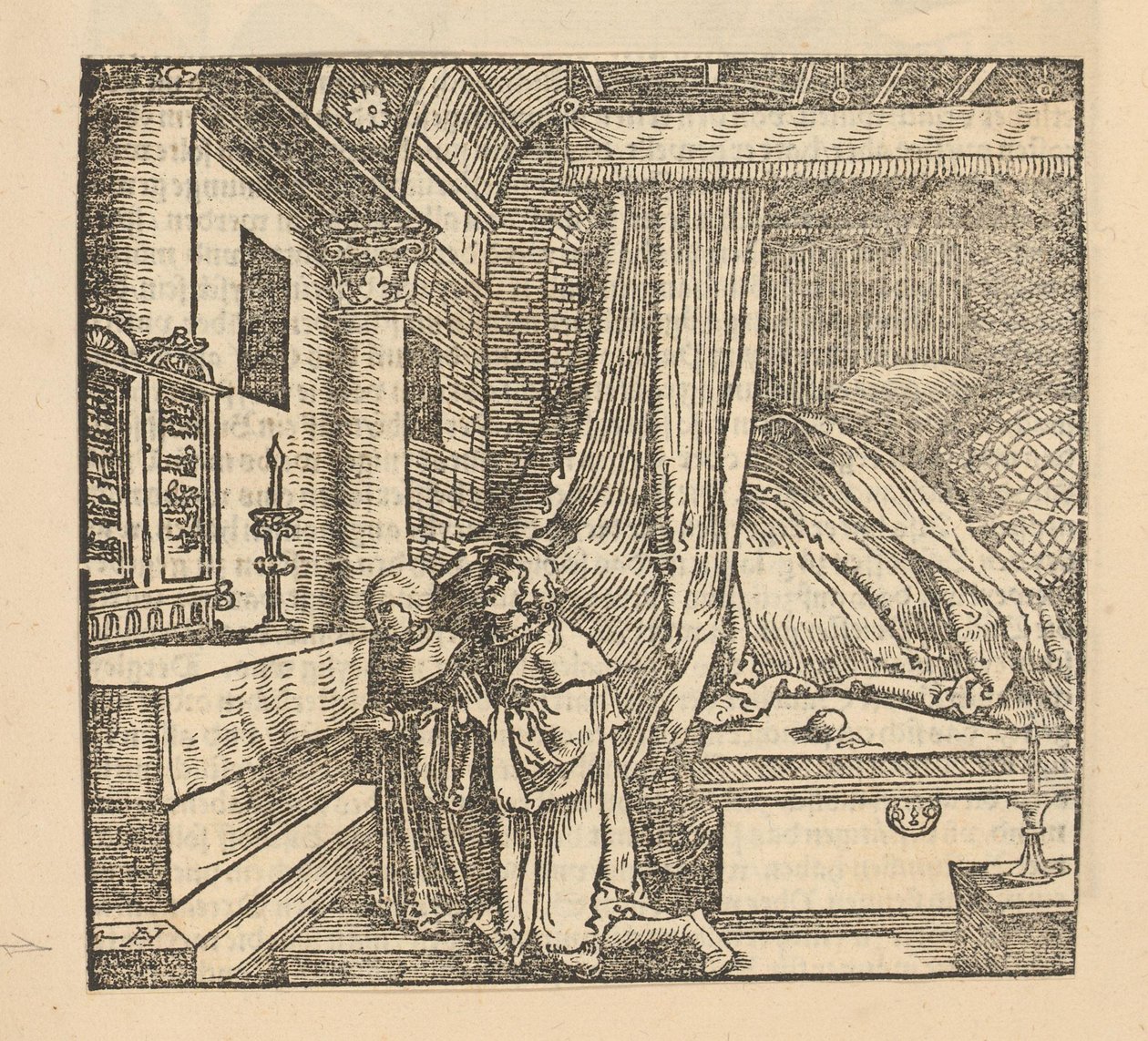 Zwei betende Menschen in einem Schlafzimmer von Hans Schäufelein (possibly)