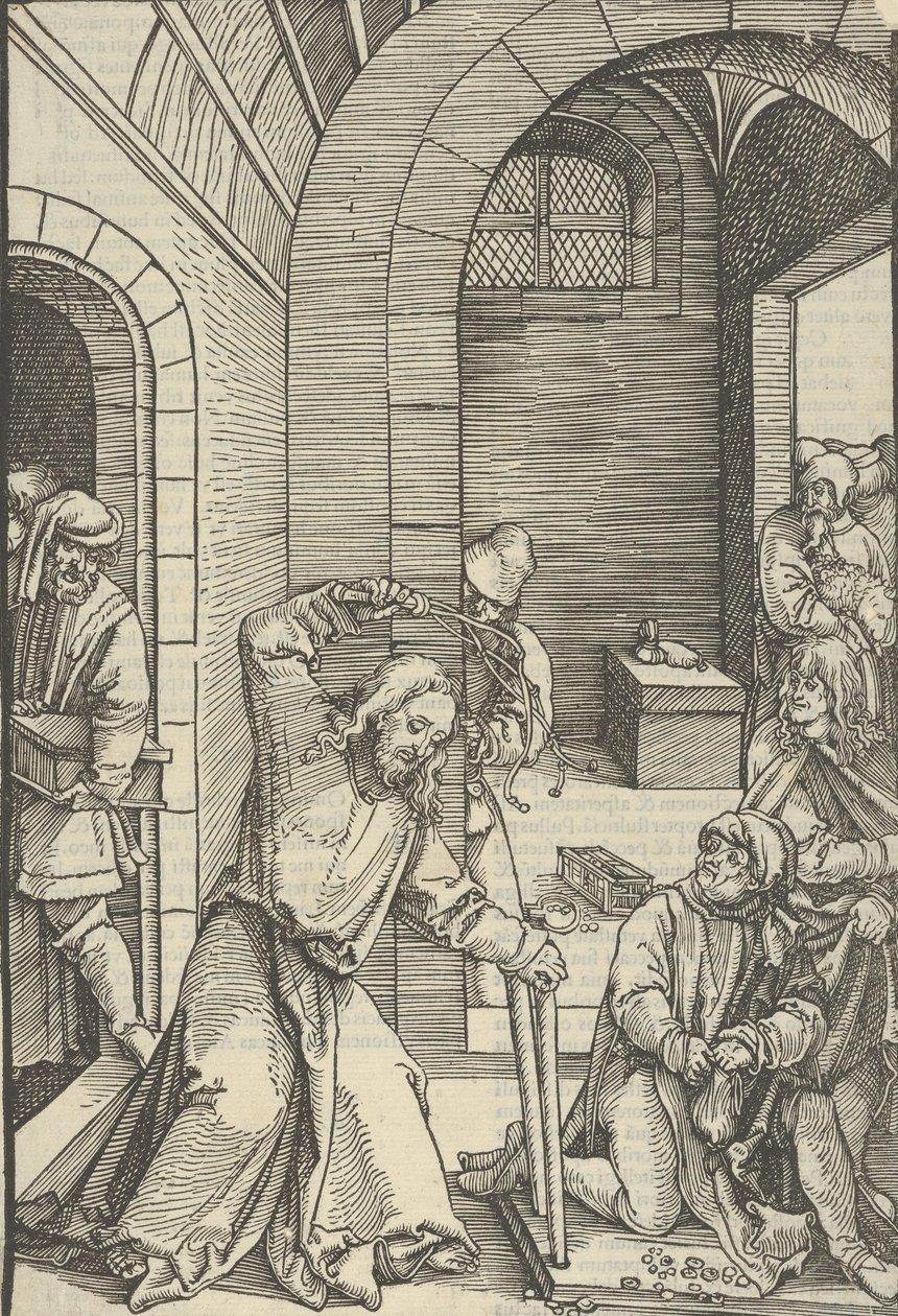 Christus reinigt den Tempel, aus Speculum passionis domini nostri Ihesu Christi, 1507 von Hans Schäufelein the Elder