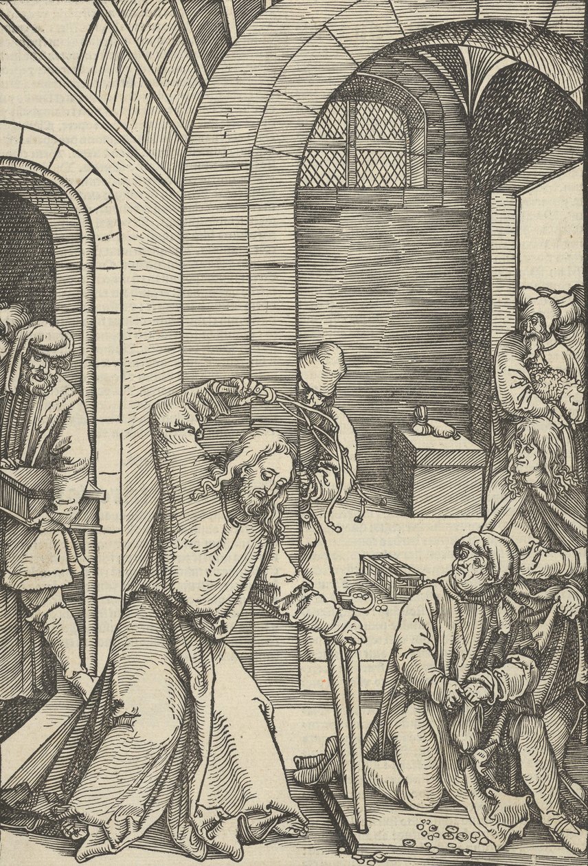 Christus reinigt den Tempel, aus Speculum passionis domini nostri Ihesu Christi, 1507 von Hans Schäufelein the Elder