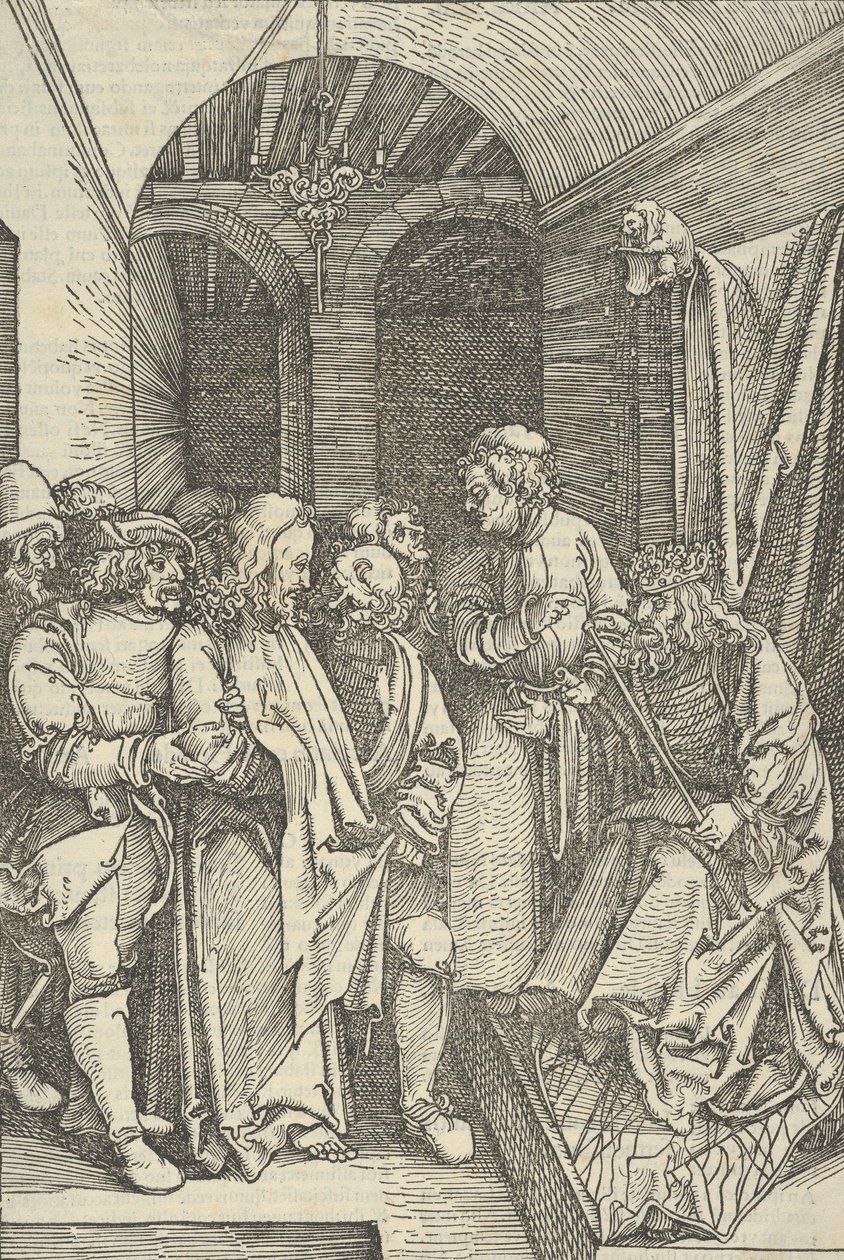 Christus vor Herodes in einer Halle, aus Speculum passionis domini nostri Ihesu Christi von Hans Schäufelein the Elder