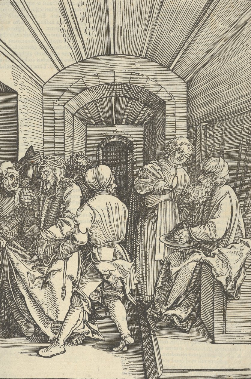 Pilatus wäscht seine Hände, aus Speculum passionis domini nostri Ihesu Christi, 1507 von Hans Schäufelein the Elder