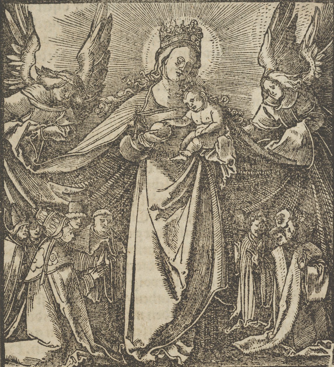 Die Madonna der Barmherzigkeit, aus Hymmelwagen auff dem, wer wol lebt..., 1517 von Hans Schäufelein the Elder