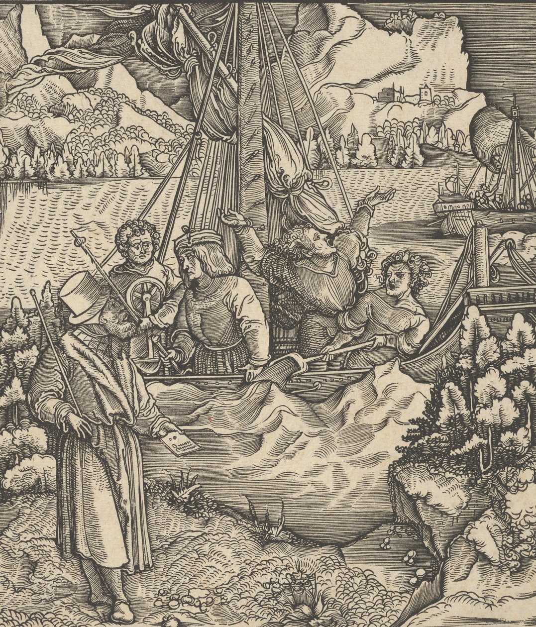 Unfalo gefährdet Theuerdancks Schiff, aus Theuerdanck von Hans Schäufelein the Elder