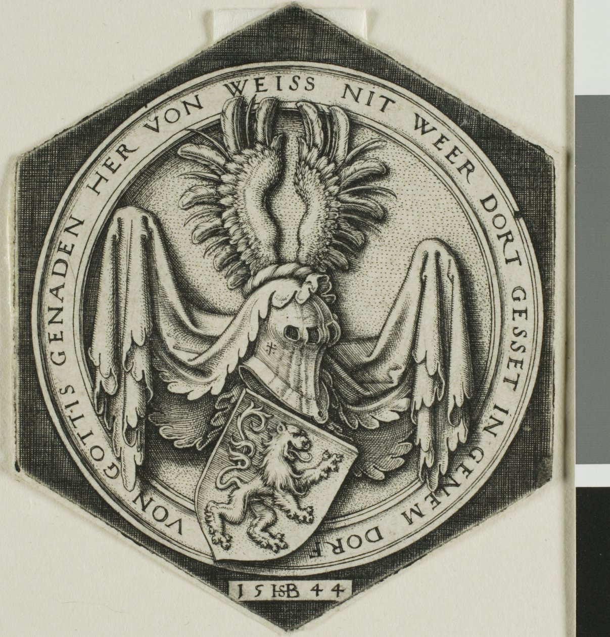 Wappen mit einem aufrechten Löwen von Hans Sebald Beham