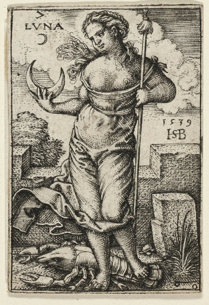 Mond, Platte sieben aus Die sieben Planeten mit den Tierkreiszeichen von Hans Sebald Beham