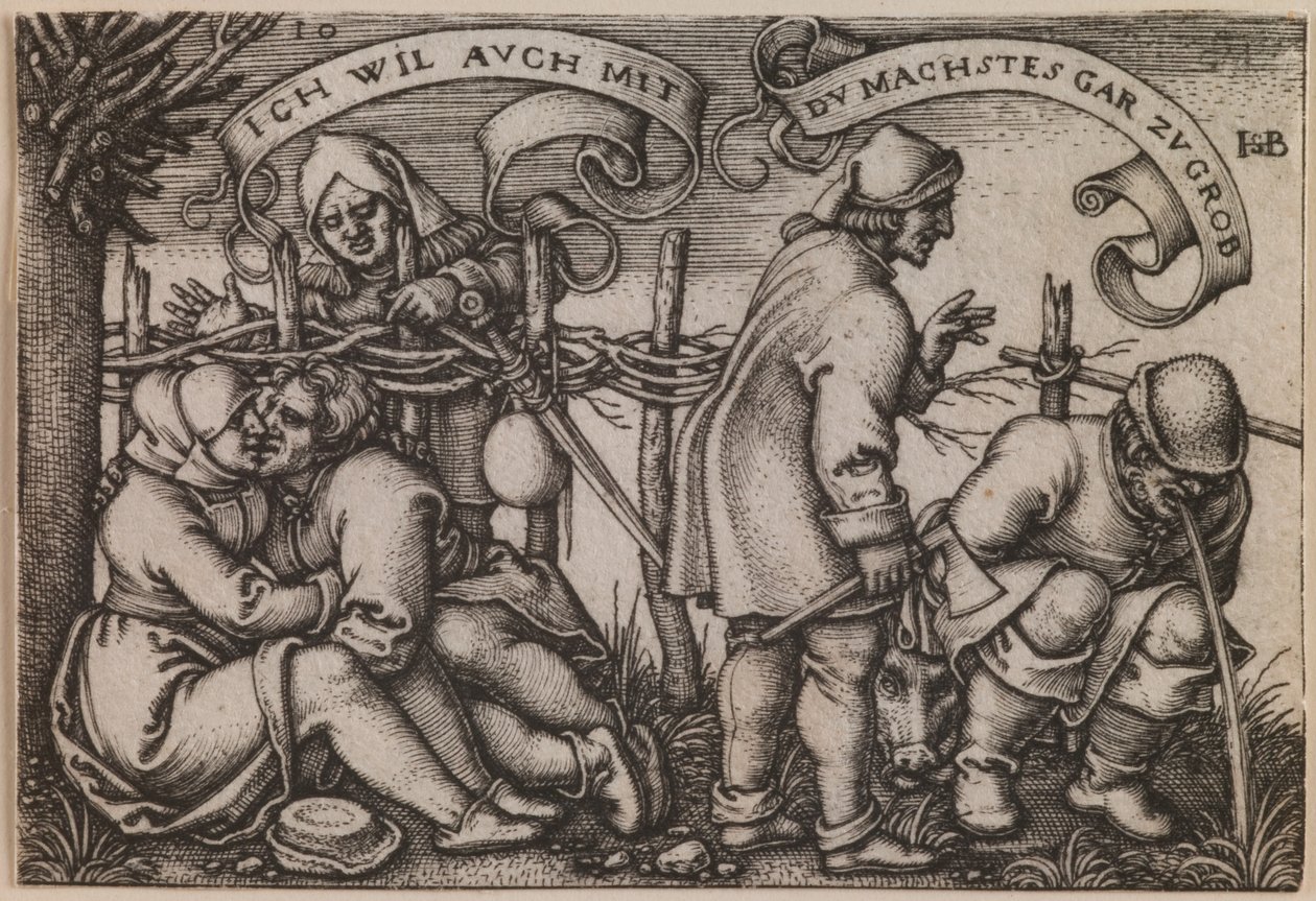 "Bauern hinter der Hecke" aus der Serie "Das Fest der Bauern oder Die zwölf Monate" von Hans Sebald Beham