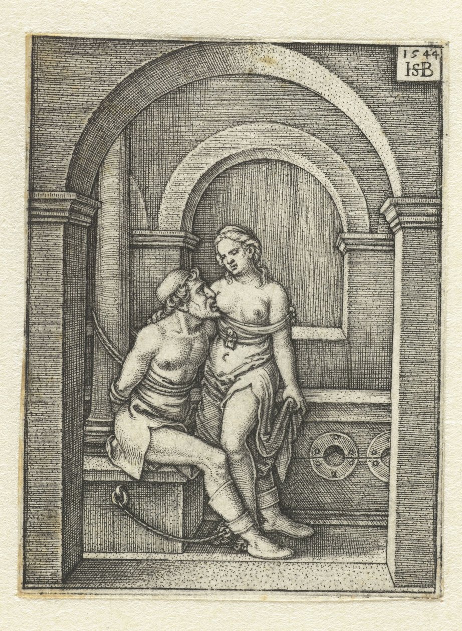 Pero stillt den gefesselten Cimon im Gefängnis von Hans Sebald Beham