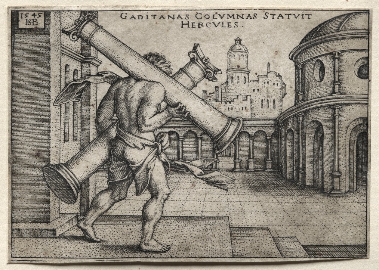 Herkules trägt die Säulen von Gades von Hans Sebald Beham