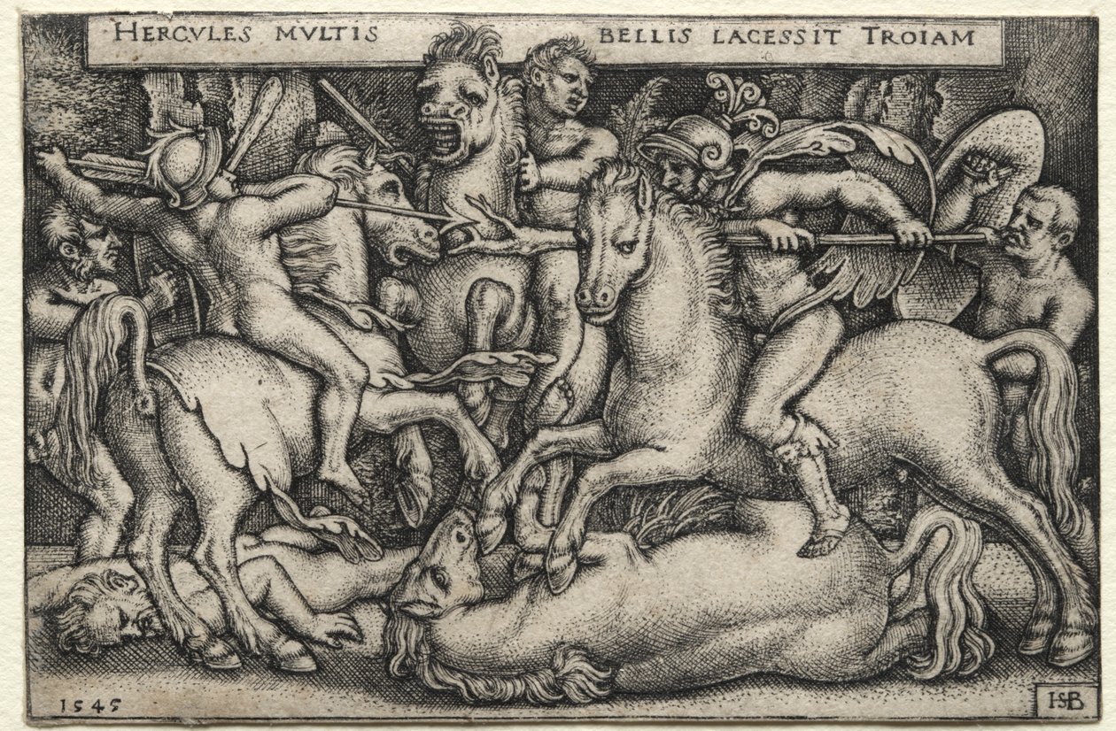 Die Arbeiten des Herkules: Herkules erobert Troja von Hans Sebald Beham