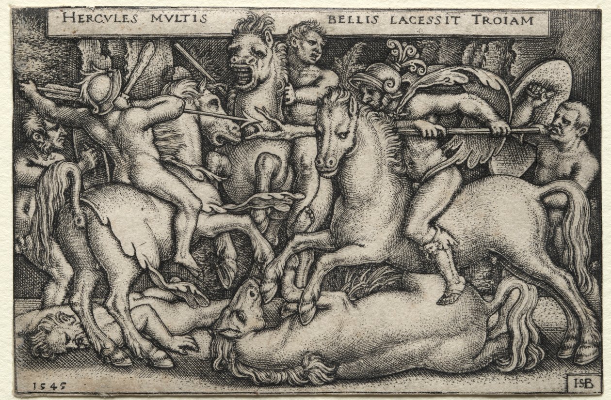 Die Arbeiten des Herkules: Herkules erobert Troja, 1545 von Hans Sebald Beham
