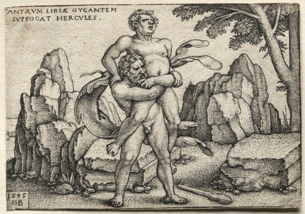 Die Arbeiten des Herkules: Herkules zerquetscht Antäus von Hans Sebald Beham