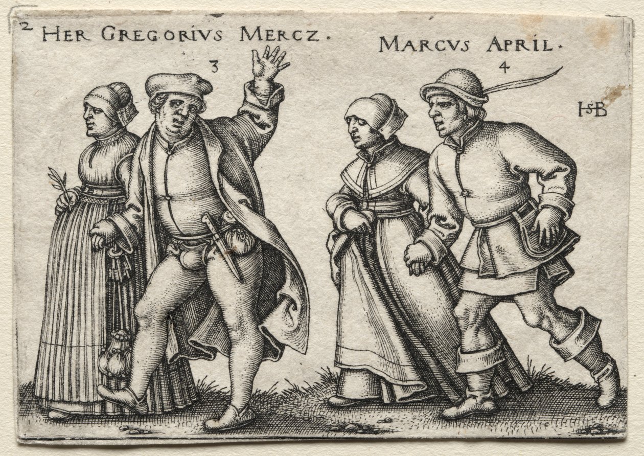 Die Dorfhochzeit: Her Gregorius Mercz / Marcus April von Hans Sebald Beham
