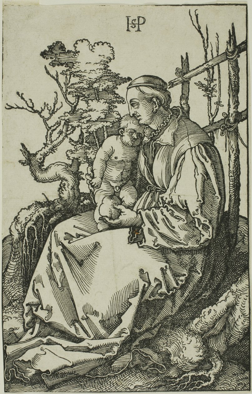 Die Jungfrau mit der Birne und Kind am Ufer von Hans Sebald Beham