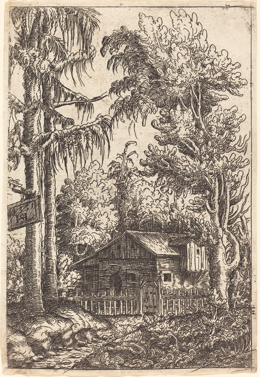 Landschaft mit Blick auf ein Bauernhaus, 1551 von Hans Sebald Lautensack