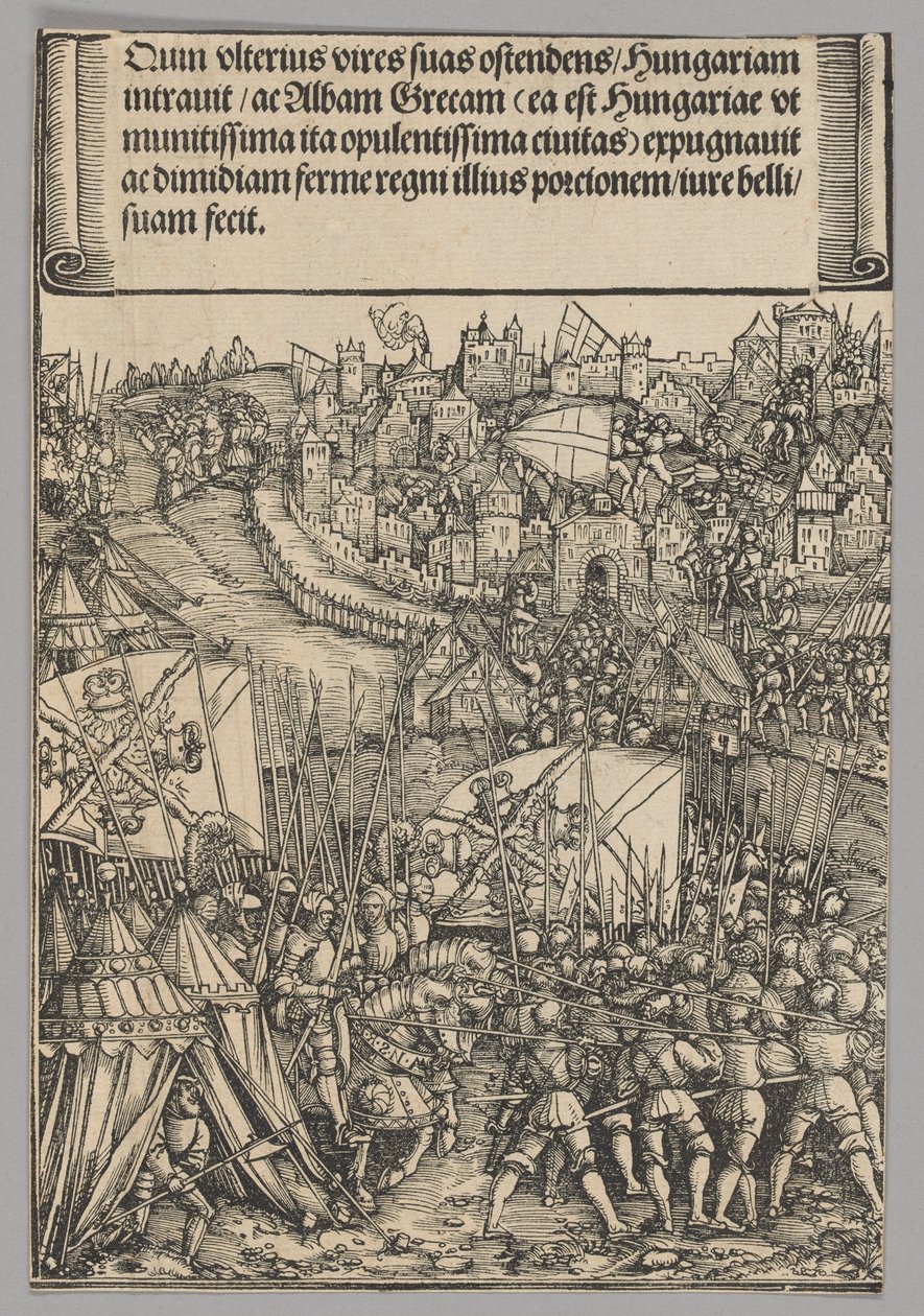 Ungarische Kampagne, Tafel 14 aus Historische Szenen aus dem Leben von Kaiser Maximilian I. vom Triumphbogen von Hans Springinklee
